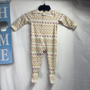 CARTER'S Long Sleeve Bodysuit Sleep And Play Girls12 Month Cream Full Zip/Snap